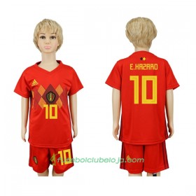 Camisola Bélgica Hazard 10 Criança Equipamento Principal World Cup 2018 Manga Curta